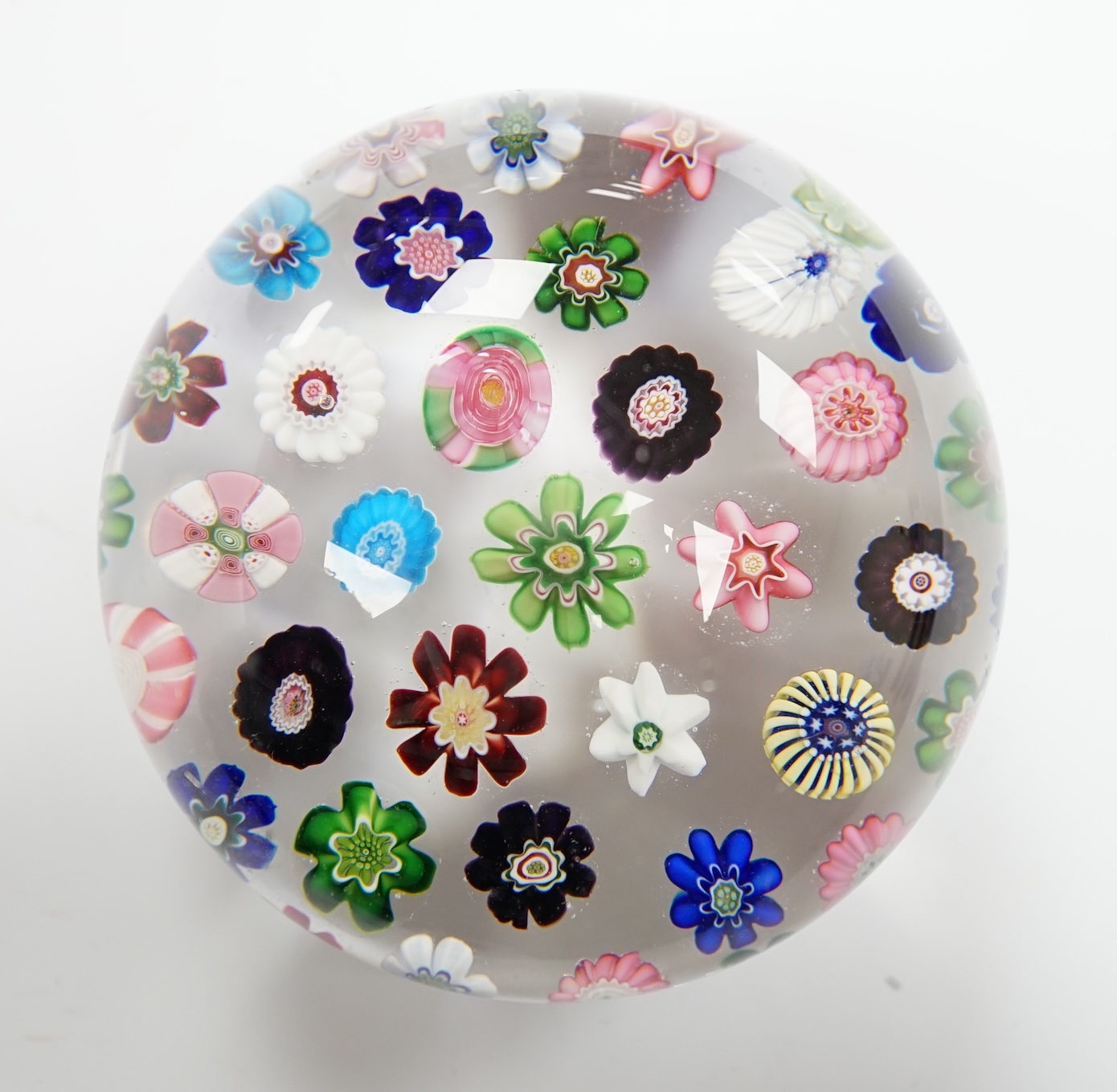 A Clichy glass roses paperweight, 8cm in diameter